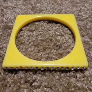 Acrylic SQUARE Bangles with rhinestones, yellow